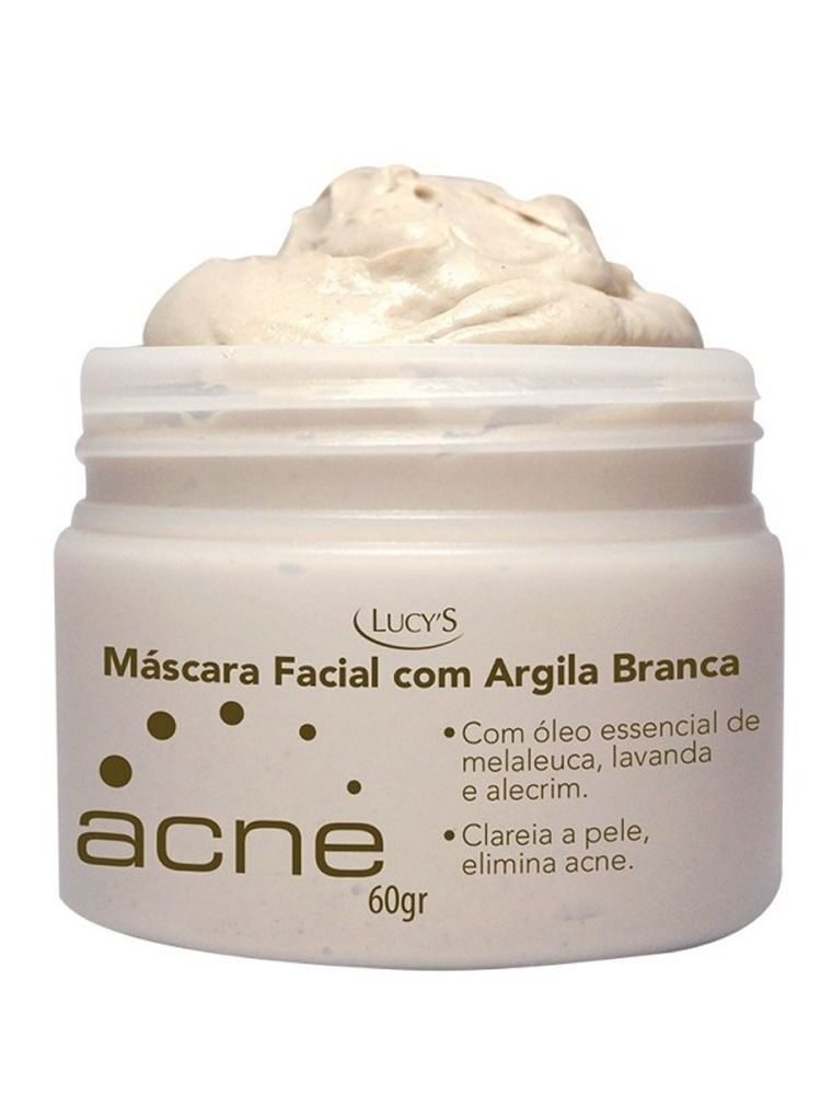 A máscara facial de argila branca lucys possui propriedades clareadoras, cicatrizantes e antimicrobianas. Tudo isso potencializado com óleos essenciais de lavanda, melaleuca e alecrim.