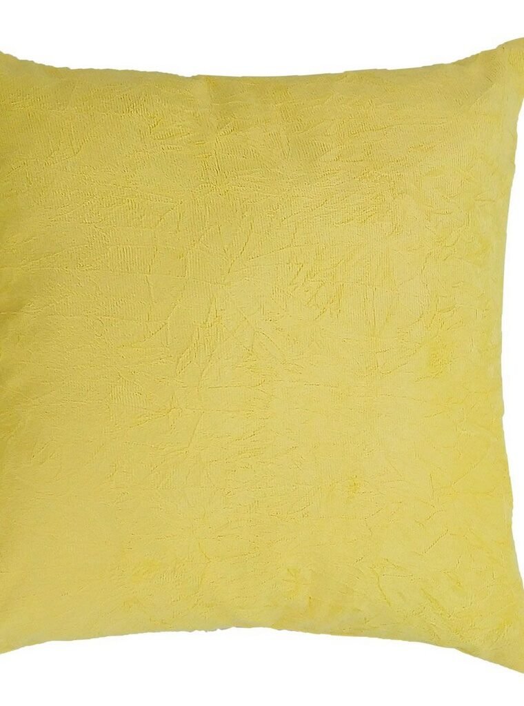 Capa de almofada decorativa em suede amassado na cor Amarela. Excelente para decoração de ambientes externos e sala. Fabricação própria. Seu Encanto.