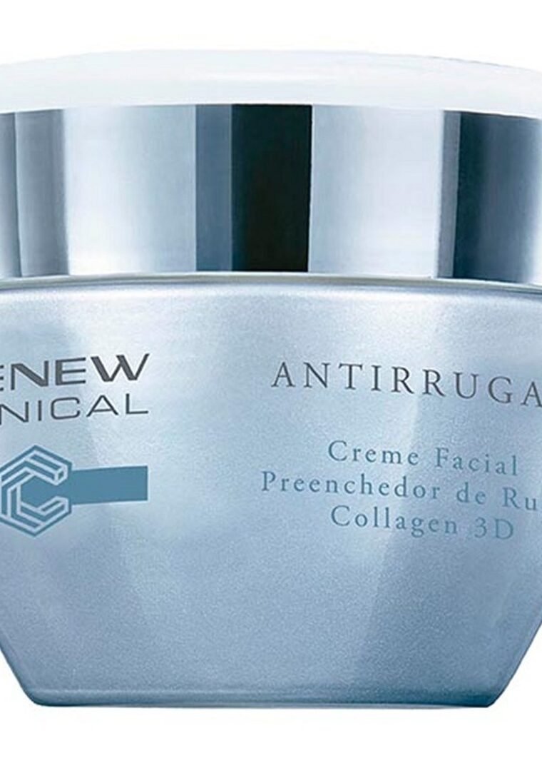 Avon Renew Collagen 3D Preenchedor de Rugas.O Creme Preenchedor de Rugas Renew Clinical Collagen 3D foi desenvolvido com as exclusivas tecnologias Amino-Fill 33 + e Amino-Fill e melhora a aparência de linhas em apenas 3 dias de uso. Além disso, o creme é formulado para ajudar a diminuir as rugas progressivamente em 3 dimensões: tamanho, quantidade e profundidade.