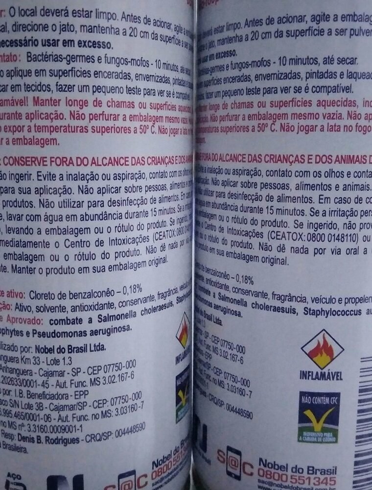 Dados Técnicos Lysoclin Spray como Fórmula e composição