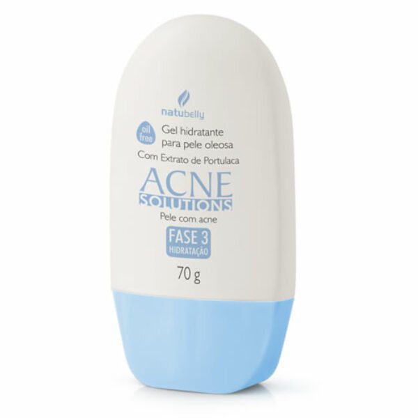 Gel Hidratante Acne Solutions - 70 g Uso diário (após a fase 1 ou 2, dependendo do dia). Hidrata e suaviza a pele. Acalma e nutre a pele lesionada.