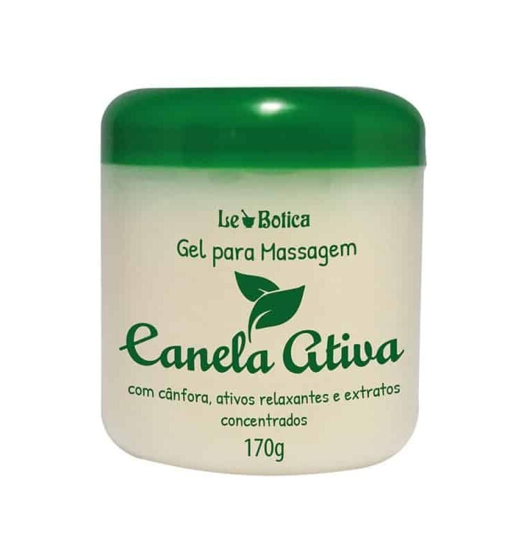 Gel Canela Ativa com extrato natural. Proporciona alivio a fadiga muscular, sensação de conforto e bem-estar.