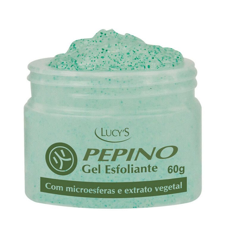 Gel esfoliante Pepino - 60g Retira as células mortas e as impurezas depositadas sobre a pele, deixando-a mais clara e macia.