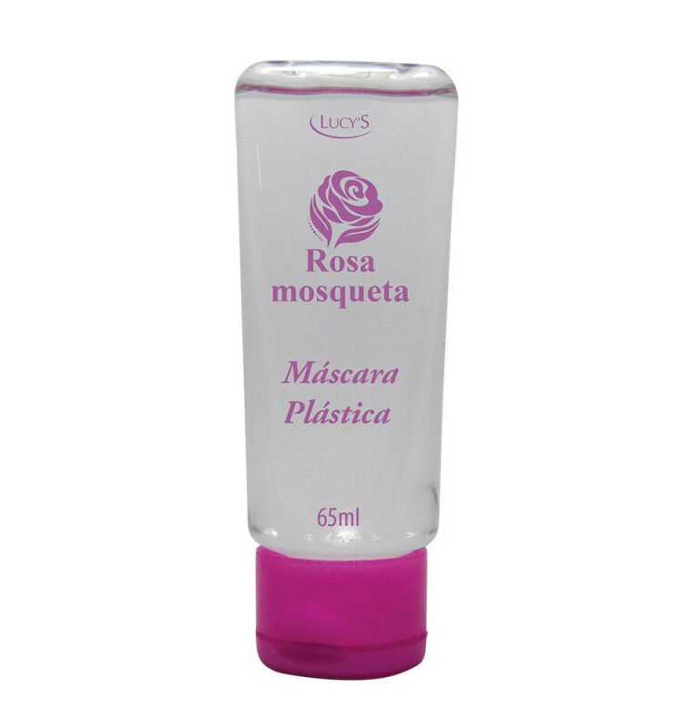 Máscara plástica Rosa Mosqueta 65ml para uma limpeza profunda da pele. Remove as células mortas. Promove renovação celular.