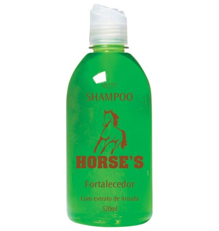 Shampoo Horses - 520ml com extrato de arruda, revitaliza os cabelos fracos e quebradiços. Evita a queda dos fios.