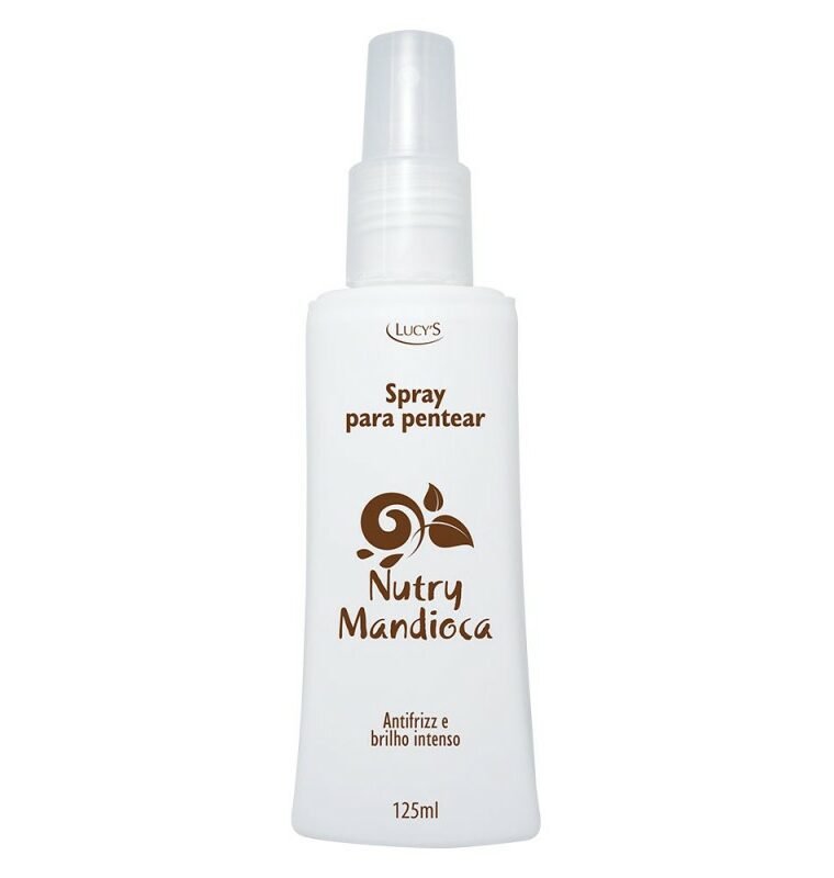 Spray para pentear Nutry Mandioca 125ml auxilia no desembaraço dos fios, com ação antifrizz. Nutre e reconstrói a fibra capilar, sem deixar os cabelos com efeito pesado.